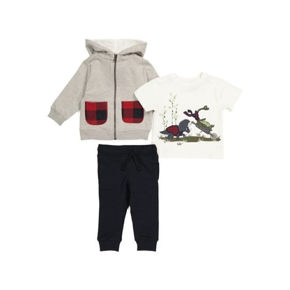 TOMMY BAHAMA Infant Boys 3pc Dino Hoodie & Pants Set NAVY/GREY Size 24M